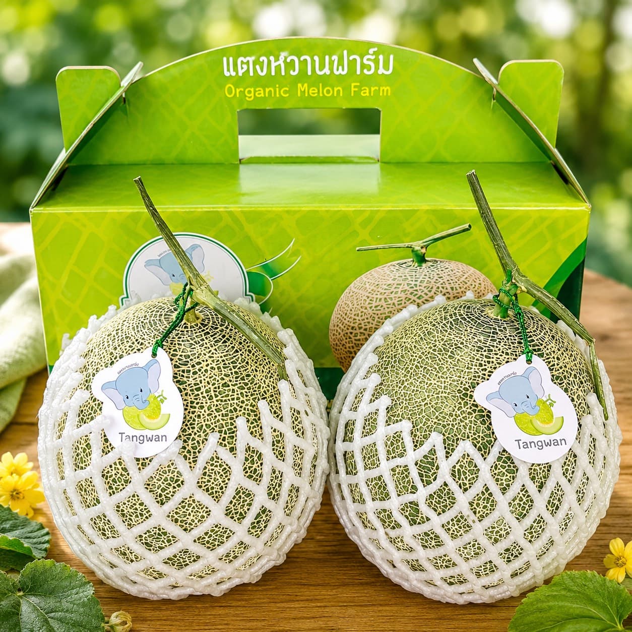 Pre-order เมล่อนญี่ปุ่นเนื้อเขียวพันธุ์ KT51 แพ็ค 2 ลูก